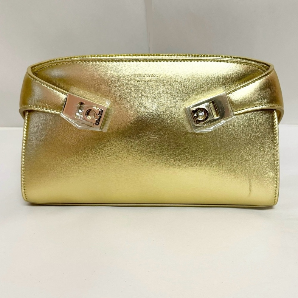 Salvatore Ferragamo Gold Clutch